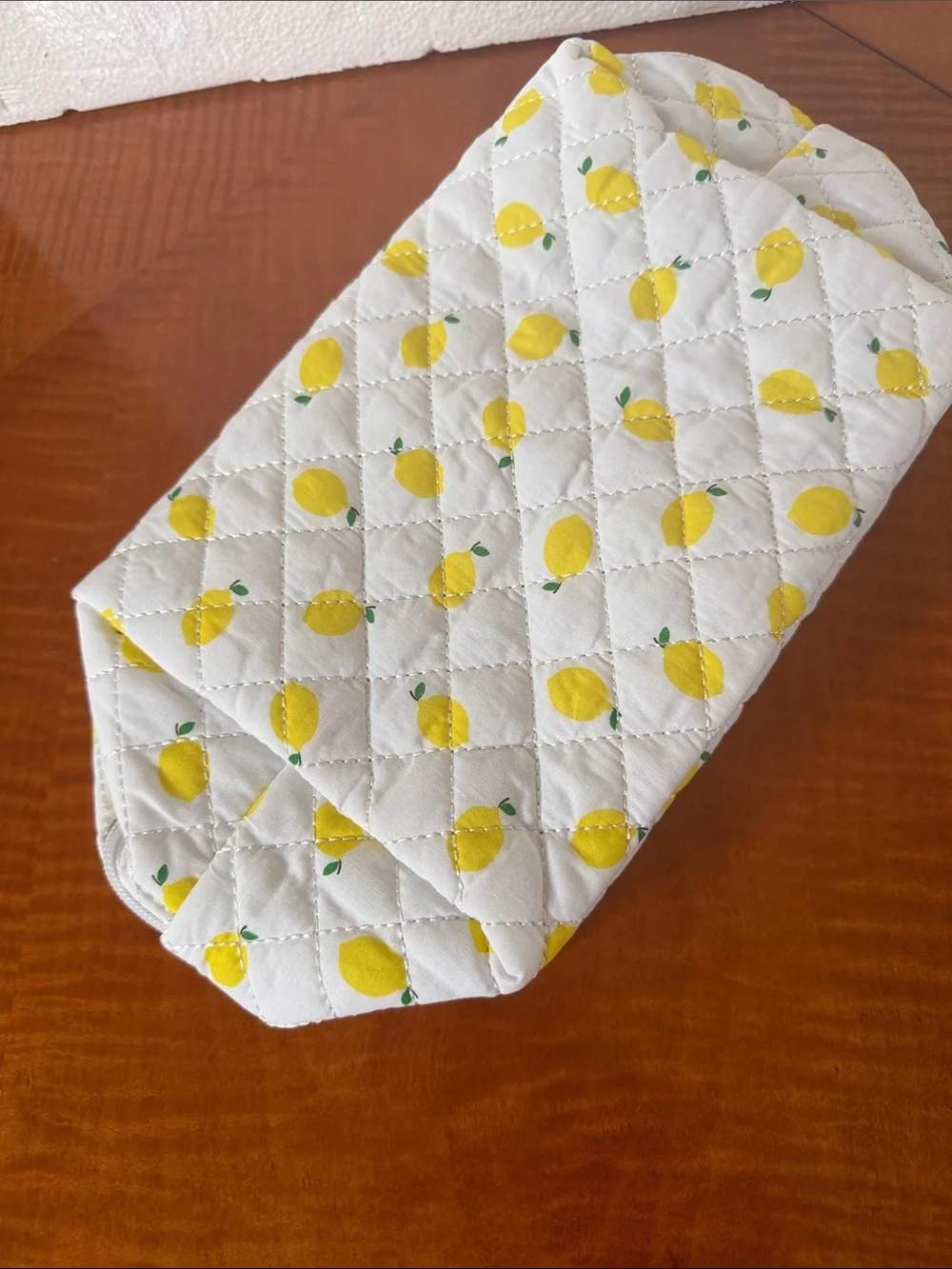 Moon Nude Quilted Lemon Cosmetic Pouch - White & Yellow